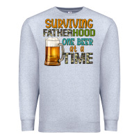 Heather Grey surviving fatherhood one beer at a  time Premium Sweatshirt - Artiststas