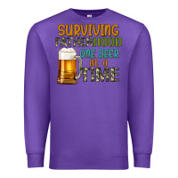 Purple surviving fatherhood one beer at a  time Premium Sweatshirt - Artiststas