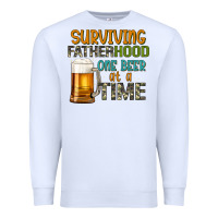 White surviving fatherhood one beer at a  time Premium Sweatshirt - Artiststas