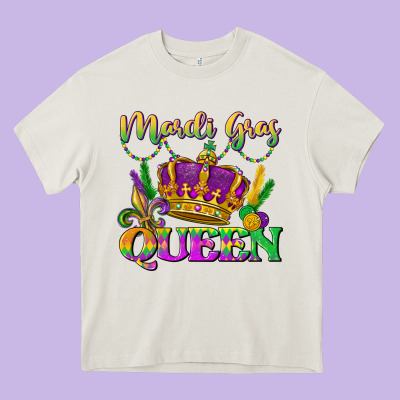 Mardi Gras Queen Heavy Core Tee Designed By Lillyallendesigns