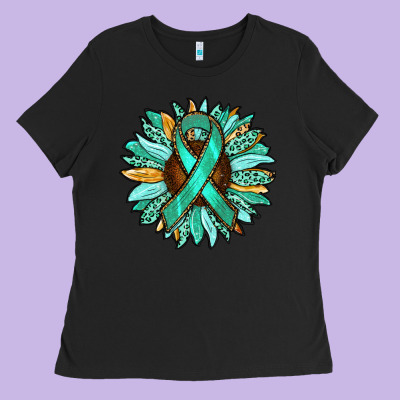 Ovarian Liver Cancer Awareness Sunflower Ladies Tee Designed By Ranaportraitstore