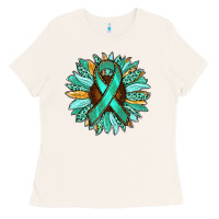 Bone Ovarian Liver Cancer Awareness Sunflower Ladies Tee - RanaPortraitStore
