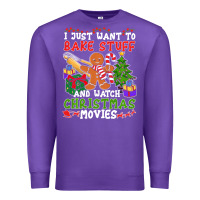 Purple I Just Want To Bake Stuff And Watch Christmas Movies Premium Sweatshirt - minhPixels