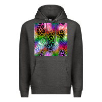 Charcoal Heather neon safari seamless pattern 2 Premium Hoodie - BundleAndBundleShop