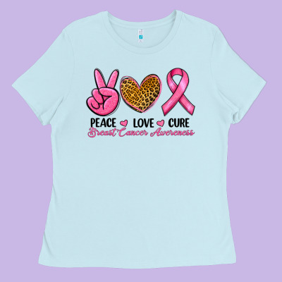 Peace Love Cure Breast Cancer Ladies Tee Designed By Ranaportraitstore