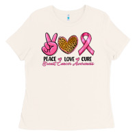 Bone Peace Love Cure Breast Cancer Ladies Tee - RanaPortraitStore
