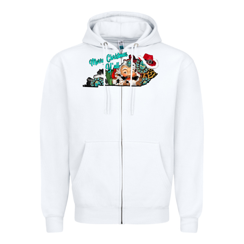 Merry Christmas Y'all Kentucky Zipper Hoodie by CowhideDigitalArt | Teevron