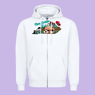 Merry Christmas Y'all Kentucky Zipper Hoodie Designed By Cowhidedigitalart