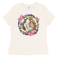Bone Bunny Face With Floral Wreath Ladies Tee - RanaPortraitStore