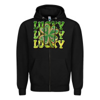 Black Lucky Clover Zipper Hoodie - CowhideDigitalArt