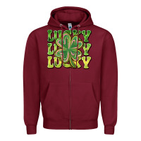 Burgundy Lucky Clover Zipper Hoodie - CowhideDigitalArt