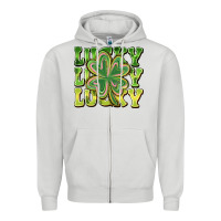 Dove Grey Lucky Clover Zipper Hoodie - CowhideDigitalArt