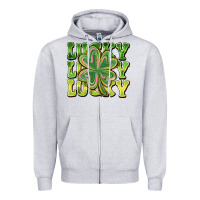 Heather Grey Lucky Clover Zipper Hoodie - CowhideDigitalArt