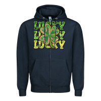 Navy Lucky Clover Zipper Hoodie - CowhideDigitalArt