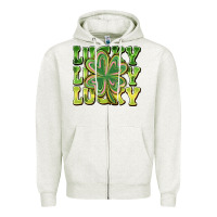 Oatmeal Heather Lucky Clover Zipper Hoodie - CowhideDigitalArt