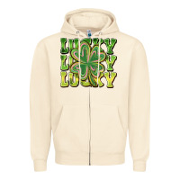 Sandshell Lucky Clover Zipper Hoodie - CowhideDigitalArt