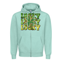 Seafoam Lucky Clover Zipper Hoodie - CowhideDigitalArt