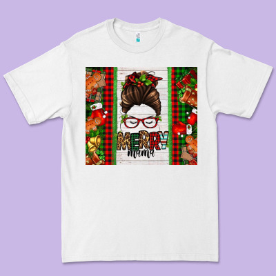 Christmas Merry Mama Messy Bun Premium Tee Designed By Jasminsmagicworld