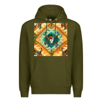 Army Green native american aztec seamless pattern Premium Hoodie - BundleAndBundleShop