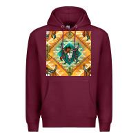 Burgundy native american aztec seamless pattern Premium Hoodie - BundleAndBundleShop