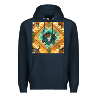 Navy native american aztec seamless pattern Premium Hoodie - BundleAndBundleShop