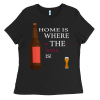Black HOME IS WHERE THE WINE IS Ladies Tee - Bettercallsaul