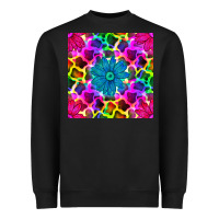 Black neon cowhide with flower seamless pattern Heavyweight Sweatshirt - BundleAndBundleShop