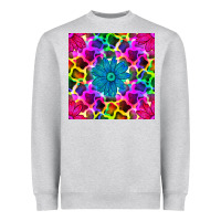 Heather Grey neon cowhide with flower seamless pattern Heavyweight Sweatshirt - BundleAndBundleShop