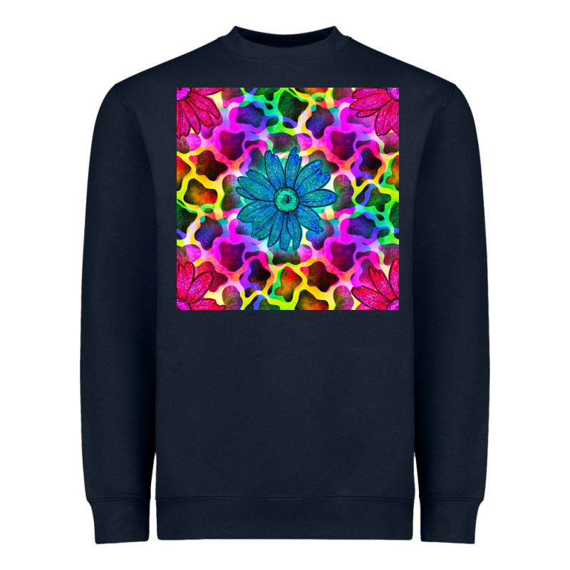 Neon Cowhide With Flower Seamless Pattern Heavyweight Sweatshirt by BundleAndBundleShop | Teevron