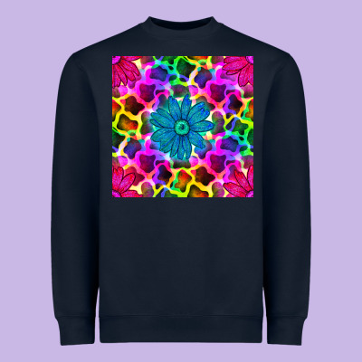 Neon Cowhide With Flower Seamless Pattern Heavyweight Sweatshirt Designed By Bundleandbundleshop