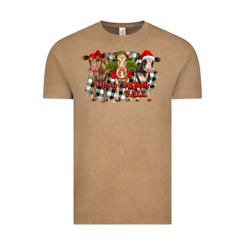 Merry Christmas Y'all Heifers Vintage Tee by RanaPortraitStore | Teevron
