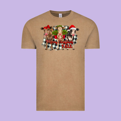 Merry Christmas Y'all Heifers Vintage Tee Designed By Ranaportraitstore