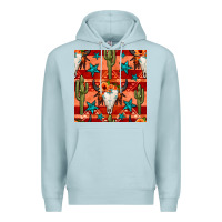Blue Mist bull skull cactus seamless pattern Premium Hoodie - BundleAndBundleShop