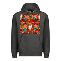 Charcoal Heather bull skull cactus seamless pattern Premium Hoodie - BundleAndBundleShop