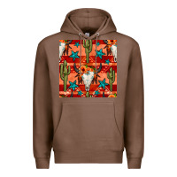 Chestnut bull skull cactus seamless pattern Premium Hoodie - BundleAndBundleShop