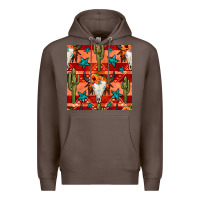 Coffee bull skull cactus seamless pattern Premium Hoodie - BundleAndBundleShop