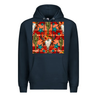 Navy bull skull cactus seamless pattern Premium Hoodie - BundleAndBundleShop