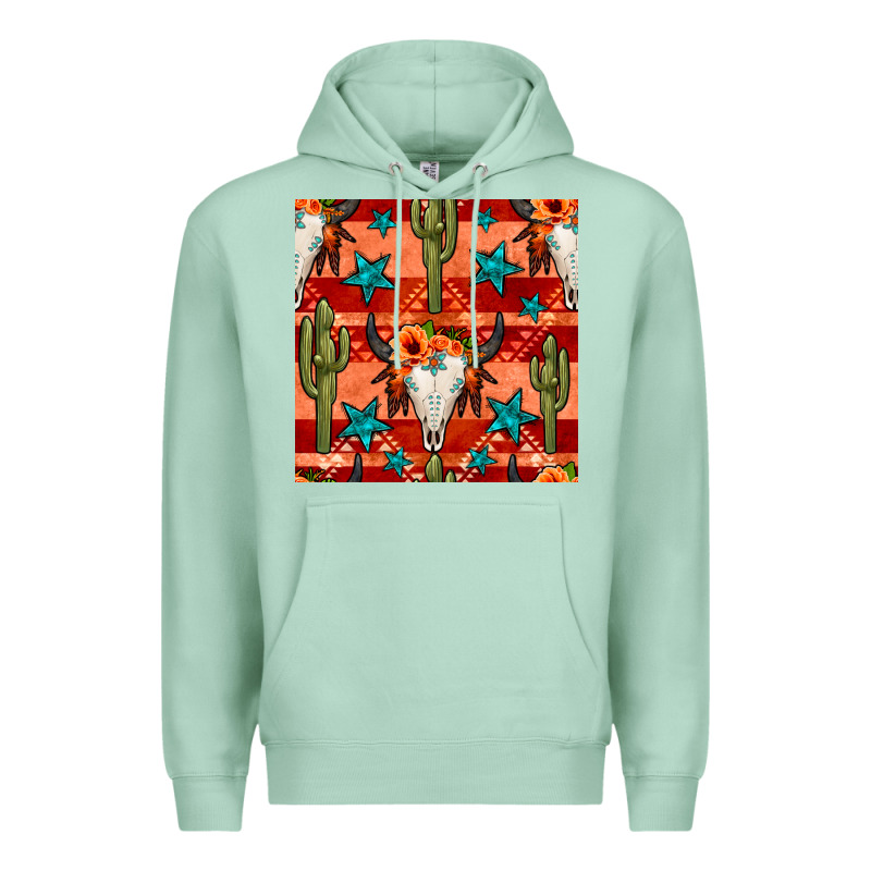Bull Skull Cactus Seamless Pattern Premium Hoodie by BundleAndBundleShop | Teevron