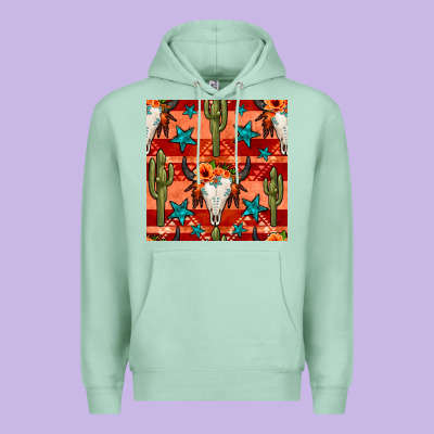 Bull Skull Cactus Seamless Pattern Premium Hoodie Designed By Bundleandbundleshop