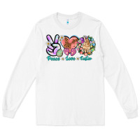 White Peace love Easter Day Long Sleeve Tee - HowdyJamesFarm