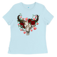 Baby Blue valentines bull skull Ladies Tee - RanaPortraitStore