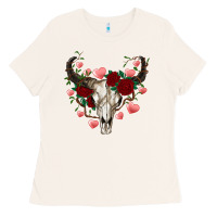Bone valentines bull skull Ladies Tee - RanaPortraitStore