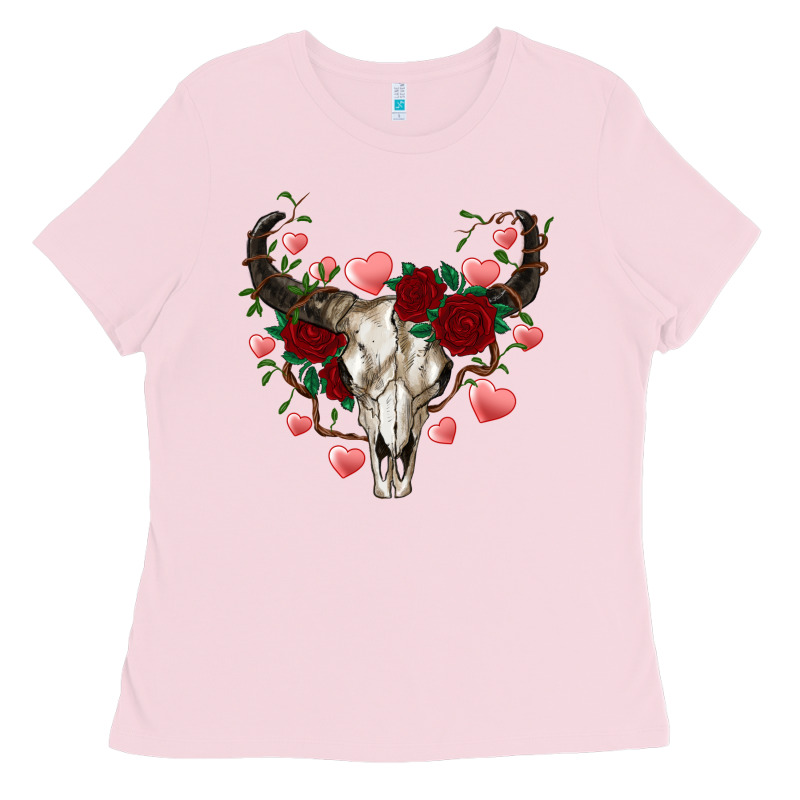 Valentines Bull Skull Ladies Tee by RanaPortraitStore | Teevron