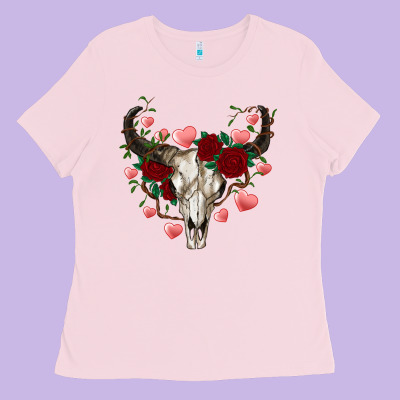 Valentines Bull Skull Ladies Tee Designed By Ranaportraitstore