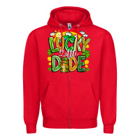 Red Lucky Little Dude Zipper Hoodie - CowhideDigitalArt