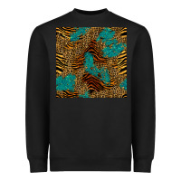 Black tiger leopard turquoise glitter seamless pattern Heavyweight Sweatshirt - BundleAndBundleShop