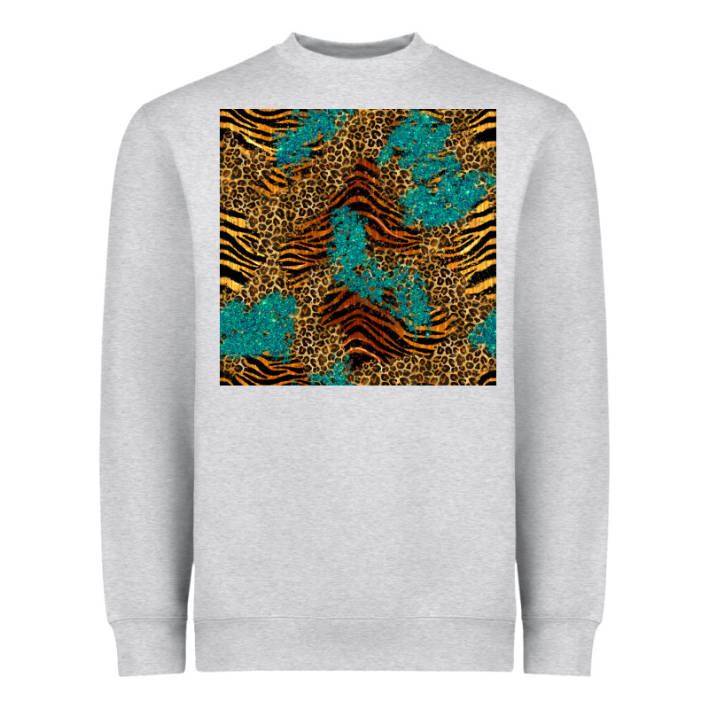 Tiger Leopard Turquoise Glitter Seamless Pattern Heavyweight Sweatshirt by BundleAndBundleShop | Teevron