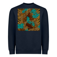 Navy tiger leopard turquoise glitter seamless pattern Heavyweight Sweatshirt - BundleAndBundleShop