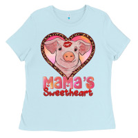 Baby Blue mamas sweetheart baby pig Ladies Tee - RanaPortraitStore