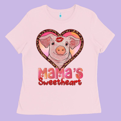 Mamas Sweetheart Baby Pig Ladies Tee Designed By Ranaportraitstore